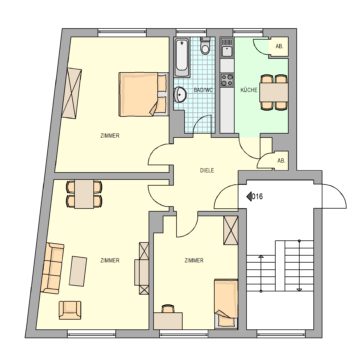 3 Zimmerwohnung mit Balkon in Herne – Mitte, 44623 Herne, Etagenwohnung