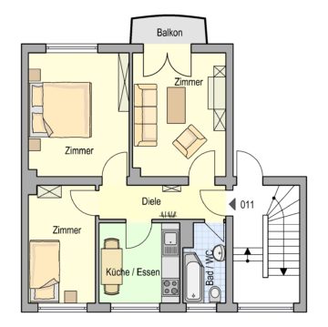 3 Zimmerwohnung in Baukau-Ost, 44629 Herne, Etagenwohnung